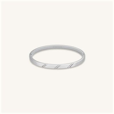 Rosefield Jewellery Silver Bangle With Lines Of Crystals JBLCS-J1044