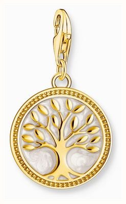 Thomas Sabo Tree of Life Charm Pendant Gold-Plated Sterling Silver White Cold Enamel 2057-427-39