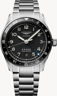 LONGINES Spirit Zulu Time GMT Automatic (42mm) Black Dial / Stainless Steel Bracelet L38124536