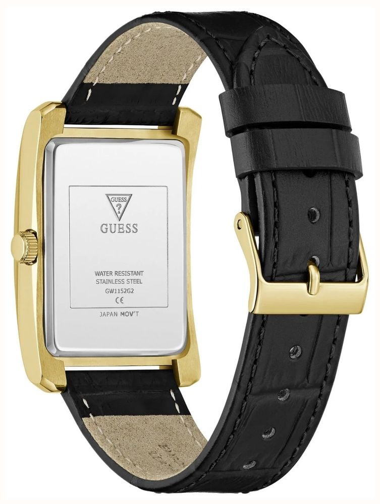 Guess Hugh Champagne Sunray Dial Black Leather Strap GW1152G2 - alternate view 3