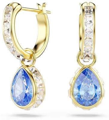 Swarovski Chroma drop earrings, Pear cut, Blue, 18K gold finish 5757815