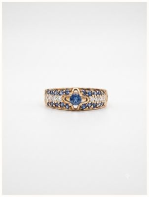 9ct Yellow Gold 0.20ct Diamond And Blue Topaz Ring J98031