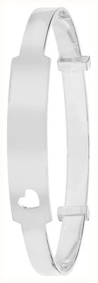 James Moore & Co Silver ID Baby Expandable Bangle with cut out heart J4842