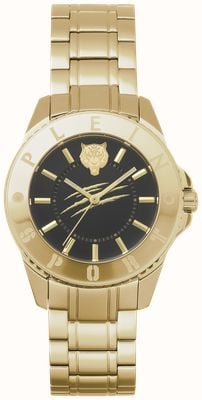 Plein Sport GLAM 3-Hand (40mm) Black Dial / Gold PVD Stainless Steel Bracelet PSKBA0923