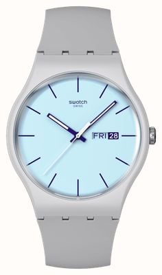 Swatch BLUEBERRY SKY (41mm) Light Blue Dial / Grey Silicone Strap SO29M702