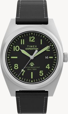 Timex Expedition Capstone (39mm) Black Dial / Black Eco-Friendly Leather Strap TW2Y30700