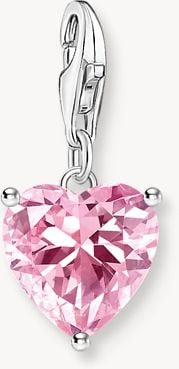 Thomas Sabo Silver Heart Charm Pendant With Pink Stone 2205-051-9