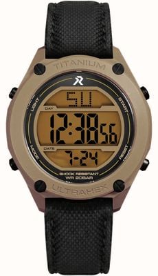 RZE Multi-Function Tan Cerakote (42mm) Yellow Display / Black Elastic Nylon Strap Watch UTD-8000-CKT