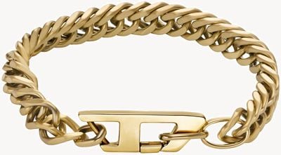 Diesel Men's D Logo Gold-Tone Stainless Steel Chain Bracelet DX1511710