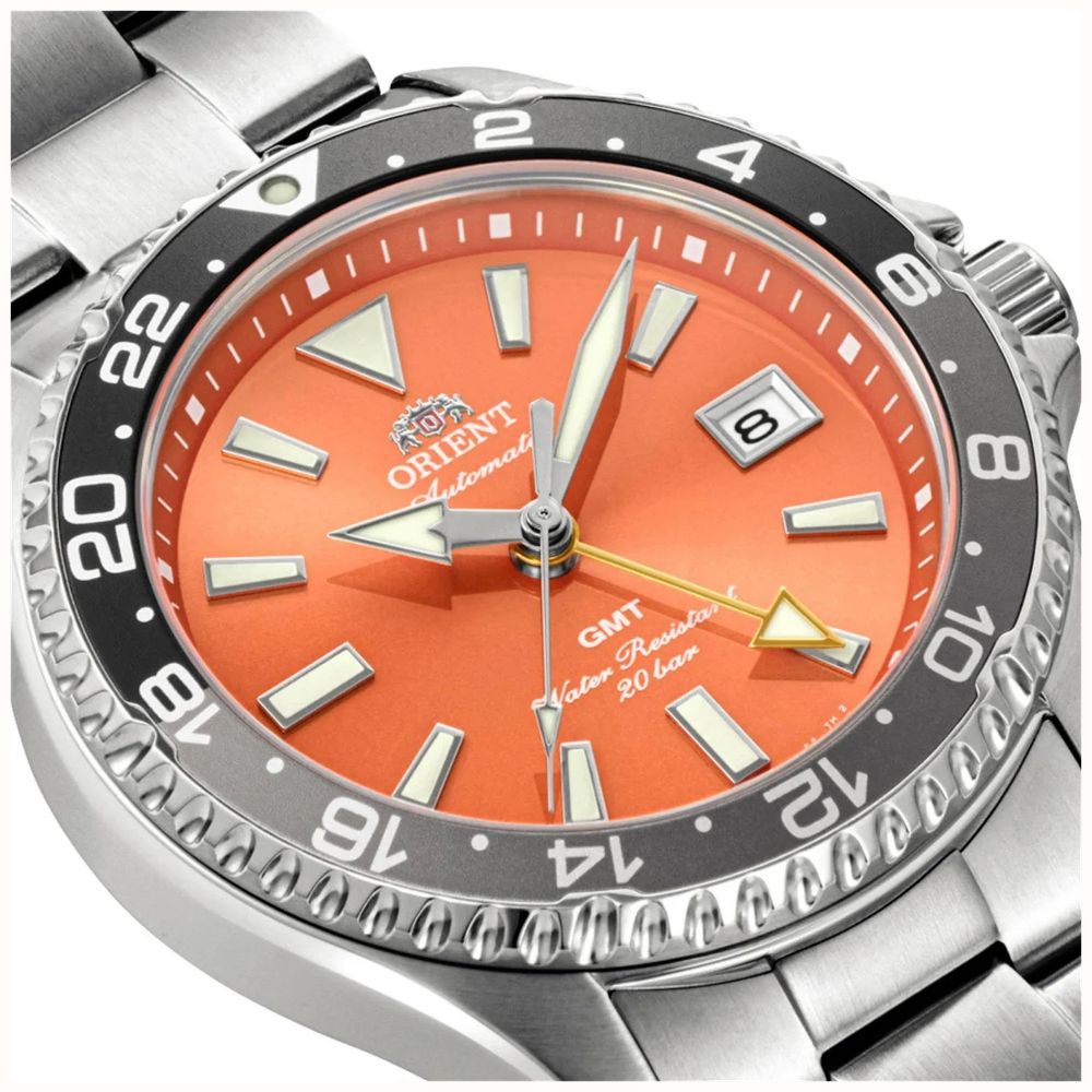 Orient Men's Mako GMT Automatic Orange Dial Stainless Steel Bracelet RA-BC0004Y30B - alternate view 2
