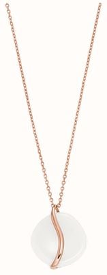 Skagen Sofie White Sea Glass Rose Gold-Tone Stainless Steel Pendant Necklace SKJ1813791