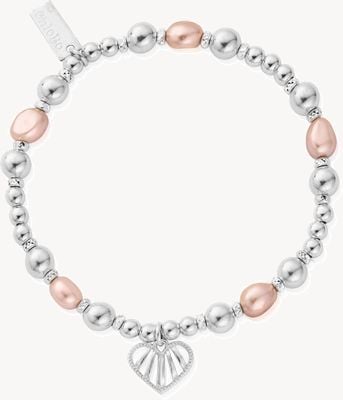ChloBo 'Loving Heart' Pink Pearl Bracelet - 925 Sterling Silver SBPP3344