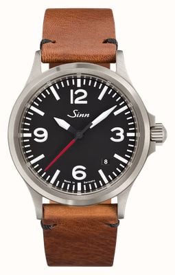 Sinn 556 A RS Automatic (38.5mm) Black Dial / Brown Vintage-Look Cowhide Leather Strap 556.0141 BROWN COWHIDE