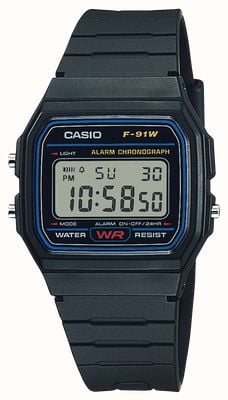 Casio F-91W Alarm Chronograph (35.2mm) Digital Dial / Black Resin Band F-91W-1YER F-91W-1XY F-91W-1YER
