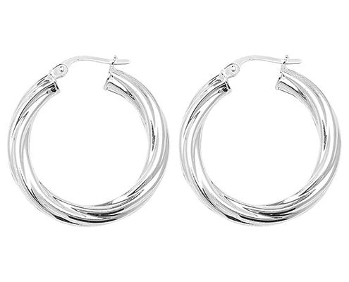Treasure House G5106 Silver 25mm Twisted Hoop Earrings Jewellery