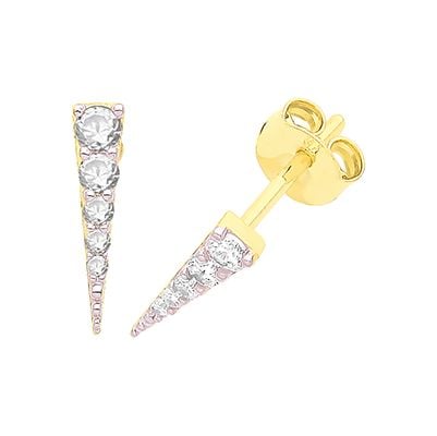 Treasure House ES1662 9ct Yellow Gold Pave Set Spike Stud Jewellery