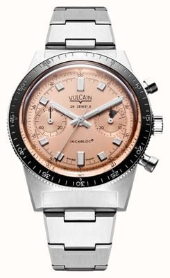 Vulcain Skindiver Chronograph Automatic Limited Edition (39.7mm) Salmon Dial / Stainless Steel Bracelet Watch 590176B87.BHM286