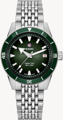 RADO Captain Cook Automatic (39mm) Green Gradient Dial / Stainless Steel Rice-Grain Bracelet Watch R32223313
