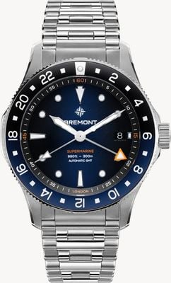Bremont Supermarine 300M GMT Limited Edition (40mm) 'Glacier' Blue Gradient Dial / Stainless Steel Bracelet SM40-GMT-SS-BLBK-B
