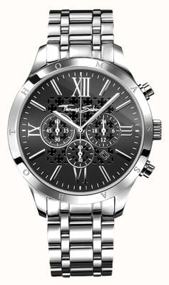 Thomas Sabo Rebel Urban Quartz Chronograph (43mm) Black Dial / Stainless Steel Bracelet WA0015-201-203-43