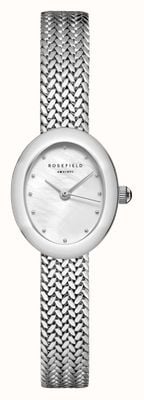 Rosefield Mini Oval (18mm) Mother-of-Pearl Dial / Stainless Steel Mesh Bracelet MWSMS-M05