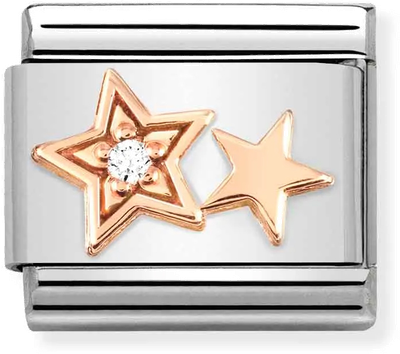 Nomination Classic Stainless Steel Rose Gold Stars Cubic Zirconia Charm 430305/35