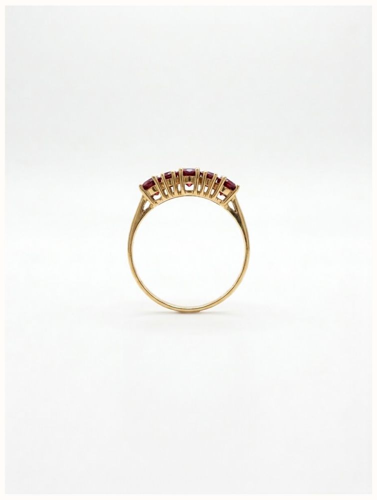 James Moore & Co Pre-Owned 7 Garnet Stone 18ct Yellow Gold Half Hoop Ring J74261 - alternate view 3