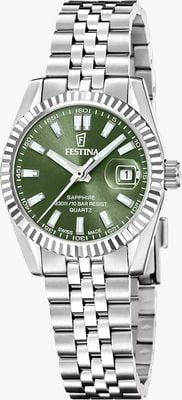Festina Swiss Made Classic Quartz (29mm) Green Sunray Dial / Stainless Steel Bracelet F20087/5