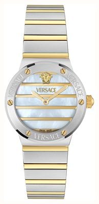 Versace GRECA LOGO Quartz (33mm) Mother-of-Pearl Dial / Two-Tone Stainless Steel Bracelet VE0S00325