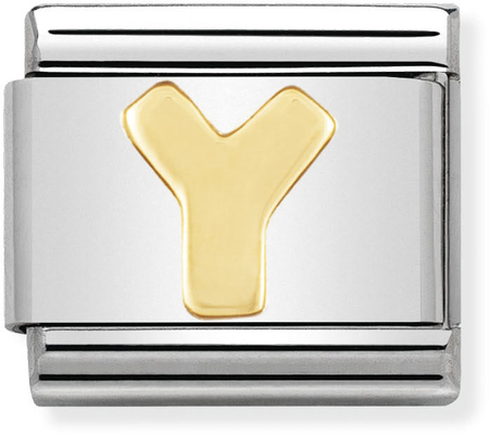 Nomination Classic Letter Y 18ct Gold & Steel Charm 030101/25