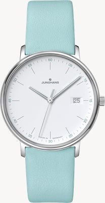 Junghans FORM Damen Quartz (34.1mm) Matt White Dial / Light Blue Leather Strap 47/4455.00