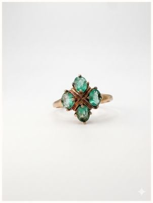 Pre-owned 9ct Yellow Gold 4 Sone Emerald Ring J98838