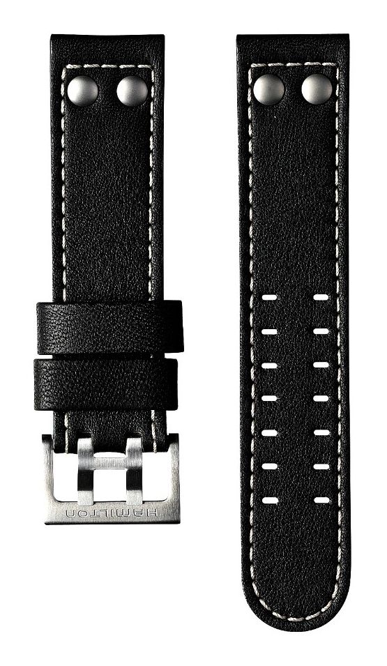Hamilton Straps H690706100 Khaki Aviation Black Leather Watch
