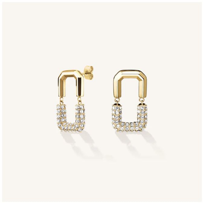 Rosefield Jewellery JEHSG-J903 Half Octagon Studs White