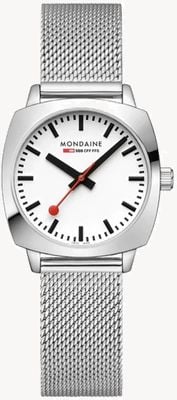 Mondaine SBB Petite Cushion (31mm) White Dial / Stainless Steel Mesh Bracelet MSL.31110.SM