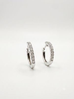 Bass International Diamond Jewel 18ct White Gold Diamond Set Oval Hoop Earrings 0.25ct J63738