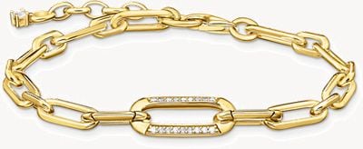 Thomas Sabo Yellow Gold Plated Anchor Elements And Zirconia Link Bracelet A2032-414-14-L19V