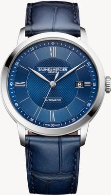 Baume & Mercier Classima Date Automatic (40mm) Blue Sun-Satin Dial / Dark-Blue Leather Strap 10879