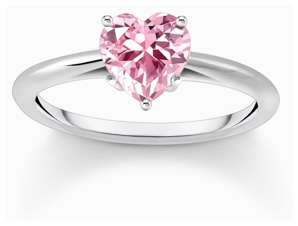 Thomas Sabo TR2476-051-9-54 Heart Cut Pink Zirconia Sterling Jewellery
