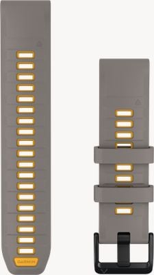 Garmin QuickFit Bands (22mm) Silver Grey/Yellow Flare Silicone with Black Hardware - Strap Only 010-14507-02