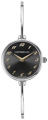 Herbelin Women's Fil (26mm) Black Dial / Stainless Steel Bangle Bracelet 17206B24T