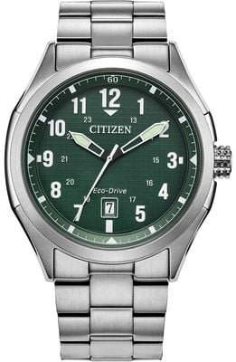 Citizen Eco-Drive Terra Force (41mm) Green Dial / Stainless Steel Bracelet AW1890-51X