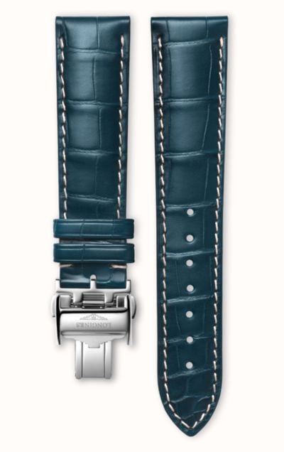 LONGINES Men's Strap Only 21mm Blue Leather Alligator Strap (NO