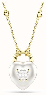 Swarovski Idyllia Pendant, Mixed Cuts, Heart, White, Gold-tone Plated 5744127