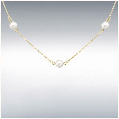 IBB 9ct Yellow gold 5 Pearl Necklet 16" 1.19.1800