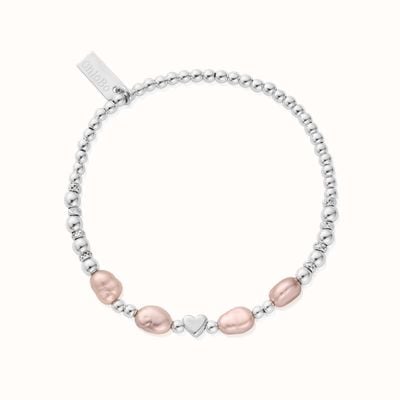 ChloBo 'With Love' Pink Pearl Bracelet - 925 Sterling Silver SBFRPP