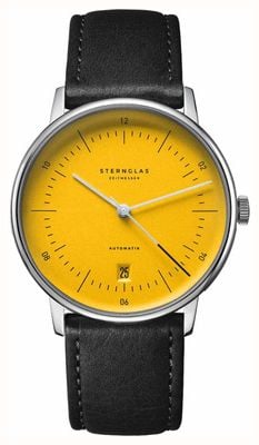 STERNGLAS Naos Automatic Edition Yellow (38mm) Yellow Dial / Black Leather Strap S02-NAY23-MO01