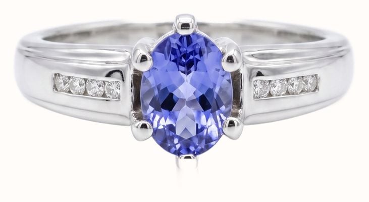 Pre-owned 9ct White Gold Tanzanite And Diamond Ring J36918