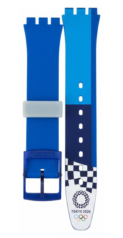 Swatch J54566 Swatch Tokyo 2020 Blue Silicone Strap Watch
