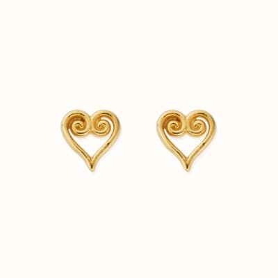 ChloBo In Bloom SCROLL HEART Stud Earrings - Gold Plated GEST3425